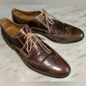 John Varvatos Mens Brown‎ Wingtip Oxford Lace Up Leather Shoes Size 10